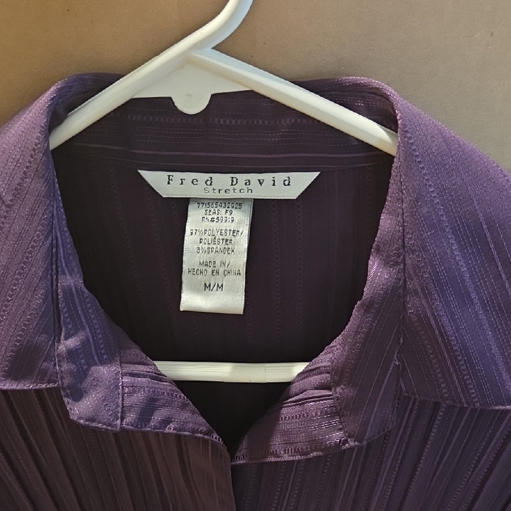 Fred David Purple Striped Stretch Dress Shirt